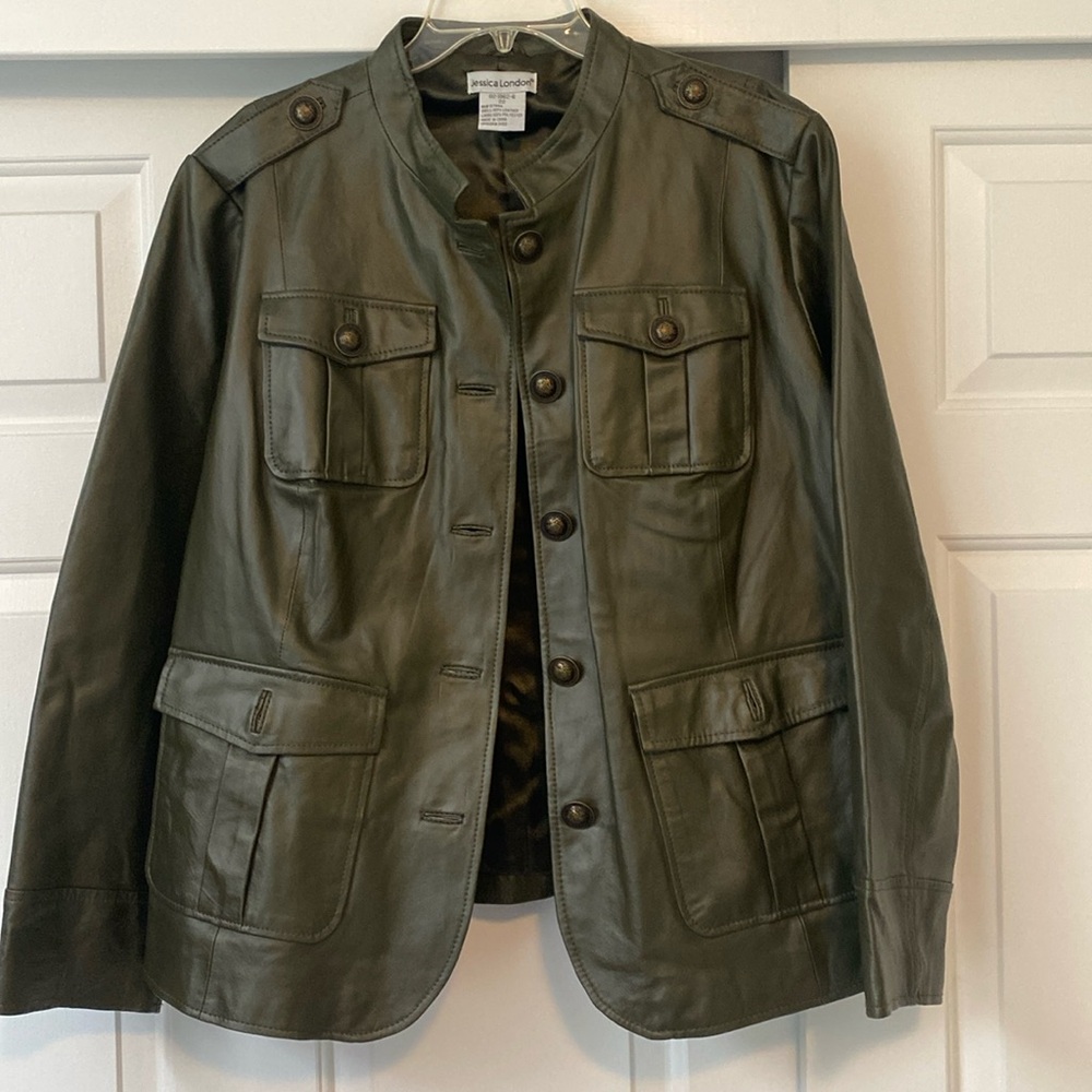 Jessica London Olive Leather Jacket